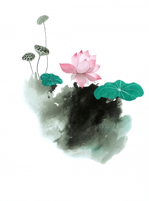 新中式荷花荷叶装饰画-ID:219666002