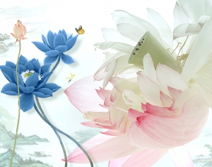 新中式花鸟壁纸壁画-ID:958888054