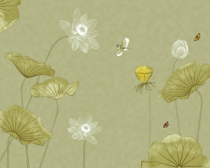 新中式花鸟壁纸壁画-ID:342794905