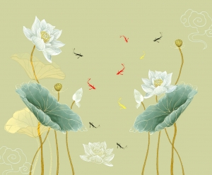 新中式花鸟壁纸壁画-ID:767381286