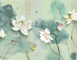 新中式花鸟壁纸壁画-ID:603691104