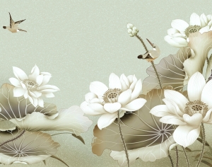 新中式花鸟壁纸壁画-ID:786207918