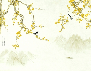 新中式花鸟壁纸壁画-ID:485160492
