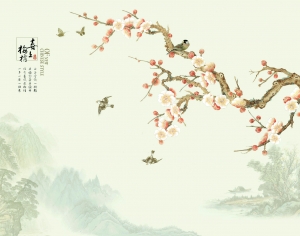 新中式花鸟壁纸壁画-ID:615170022