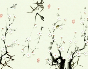 新中式花鸟壁纸壁画-ID:247499931