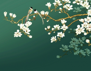 新中式花鸟壁纸壁画-ID:521460061