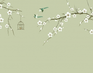 新中式花鸟壁纸壁画-ID:129189545