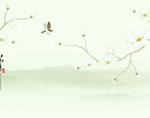 新中式花鸟壁纸壁画-ID:327662948