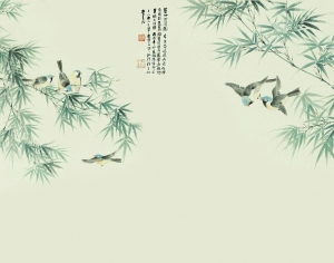 新中式花鸟壁纸壁画-ID:613435988