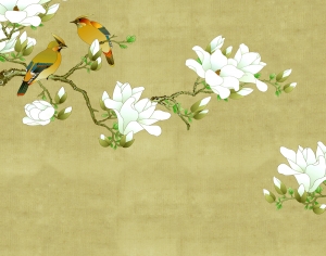 新中式花鸟壁纸壁画-ID:677753931