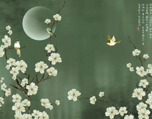 新中式花鸟壁纸壁画-ID:939779047