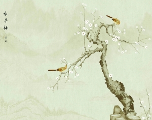 新中式花鸟壁纸壁画-ID:939888002
