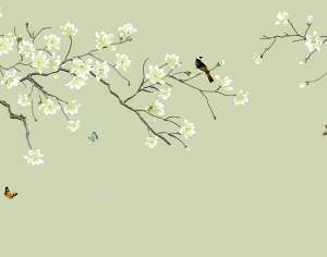 新中式花鸟壁纸壁画-ID:915694957