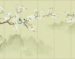 新中式花鸟壁纸壁画-ID:966128114