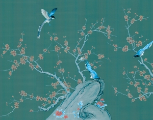新中式花鸟壁纸壁画-ID:608390093