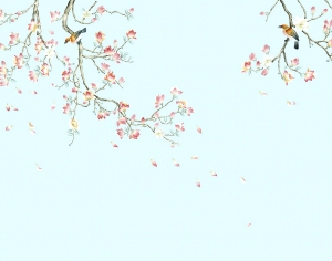 新中式花鸟壁纸壁画-ID:396178961