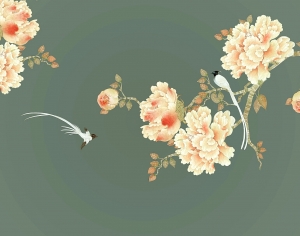 新中式花鸟壁纸壁画-ID:117468846