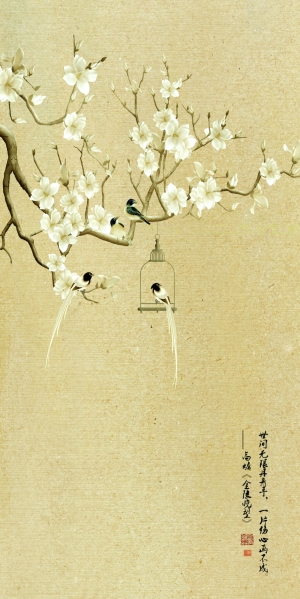 新中式花鸟壁纸壁画-ID:362109909