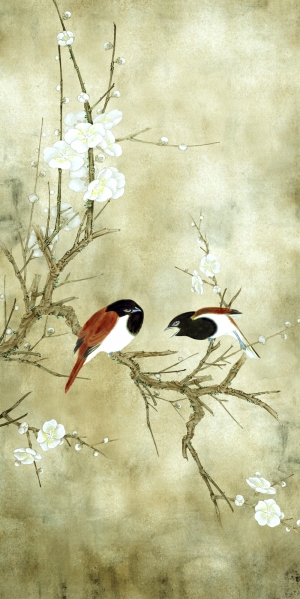 新中式花鸟壁纸壁画-ID:615711933