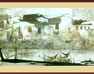 新中式风景装饰画-ID:983609911
