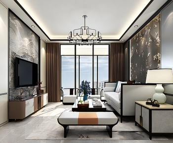 New Chinese Style A Living Room-ID:417768009