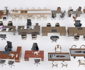 New Chinese Style Office Desk And Chair-ID:787604098