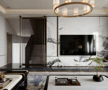 New Chinese Style A Living Room-ID:432760952