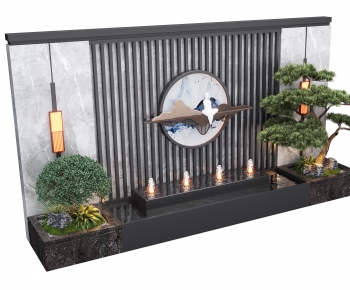 新中式庭院景墙涌泉小品-ID:605742931