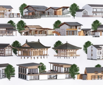新中式乡村民宿建筑组合-ID:327187066