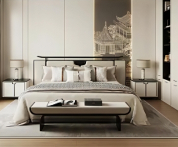 New Chinese Style Double Bed-ID:441039093