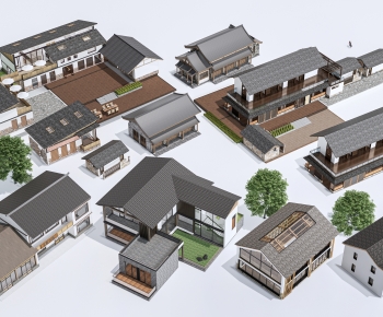 新中式乡村民宿建筑组合-ID:261094092