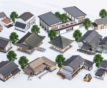 新中式乡村民宿建筑组合-ID:489715106