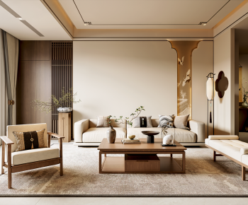 New Chinese Style A Living Room-ID:731761932