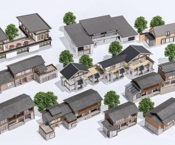 新中式乡村民宿建筑组合-ID:331603053