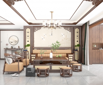 New Chinese Style A Living Room-ID:870580795