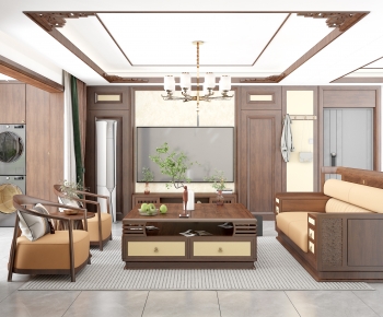 New Chinese Style A Living Room-ID:823519299