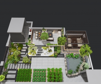 现代楼顶露台花园-ID:508774044