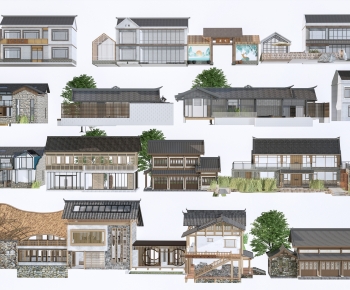新中式乡村民宿建筑组合-ID:127159127
