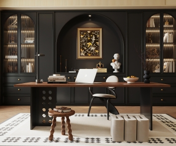 French Style Computer Desk And Chair-ID:257215982