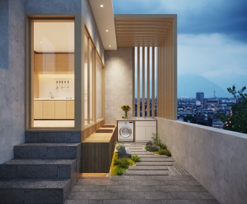 Modern Balcony Laundry Room-ID:548760893