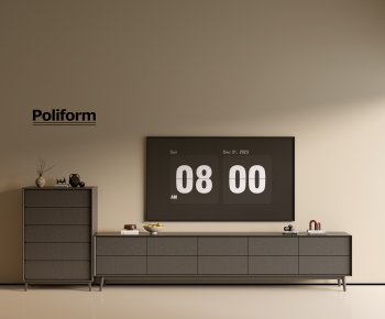 Poliform现代黑色电视柜斗柜组合-ID:729573978