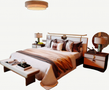 New Chinese Style Double Bed-ID:913675076
