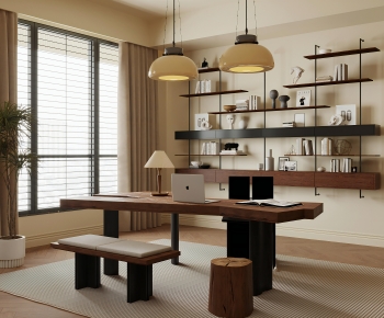 Modern Computer Desk And Chair-ID:758203036