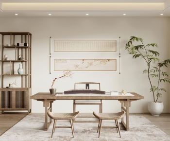 New Chinese Style Computer Desk And Chair-ID:494986069