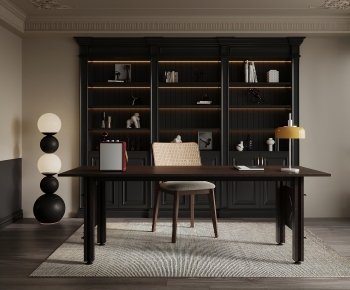 French Style Computer Desk And Chair-ID:862693075