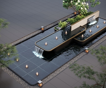 现代庭院水钵叠水-2479326