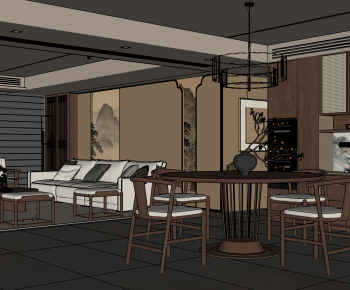 New Chinese Style Dining Room-ID:499219981