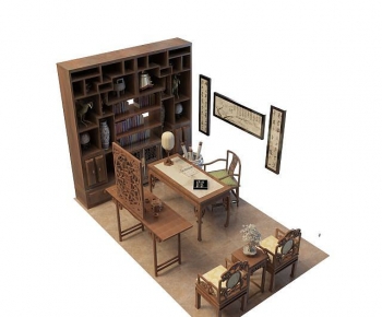 Chinese Style Computer Desk And Chair-ID:344122891