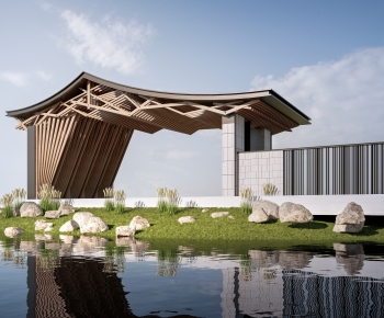 New Chinese Style Facade Element-ID:142443909
