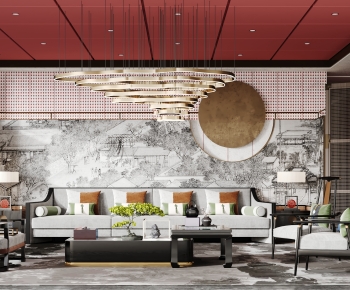 New Chinese Style A Living Room-ID:299954894